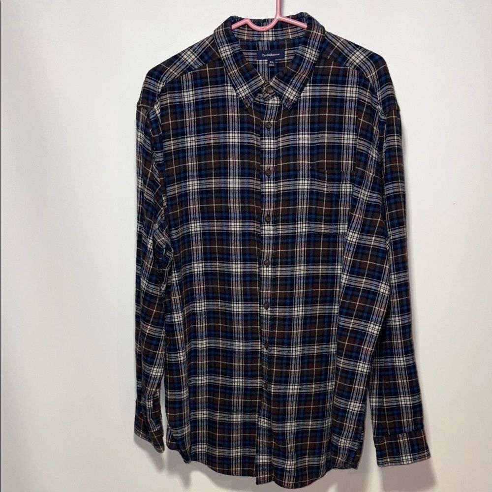Croft & Barrow Blue and Brown Plaid Shirt